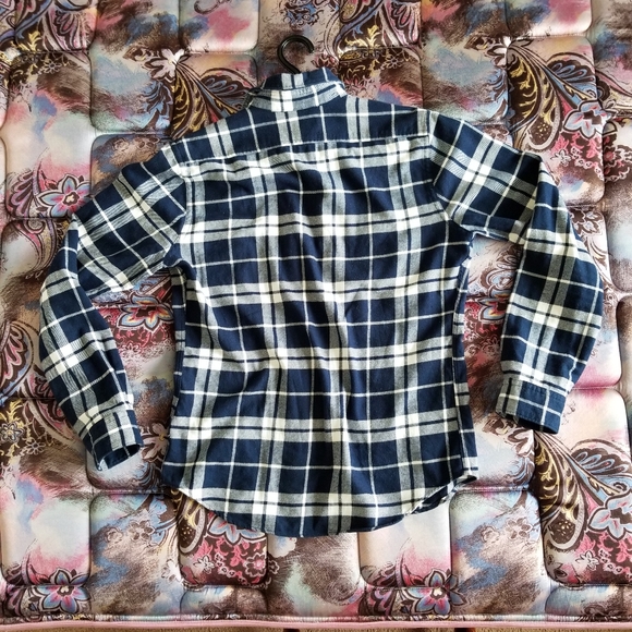 Express White and Blue Plaid Flannel - Picture 3 of 5